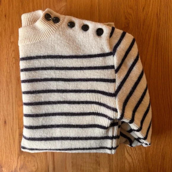 Saint James Navy and Cream Striped Sweater - Picture 15 of 15
